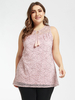Plus Size Pink Summer Top für Frauen Ärmelloses Jewel Neck Casual Summer T-Shirt