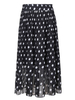 Plus Size Schwarzes Kleid Polka Dot Pattern Elastic Waist Summer Mid-Calf Kleid