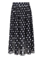 Plus Size Schwarzes Kleid Polka Dot Pattern Elastic Waist Summer Mid-Calf Kleid