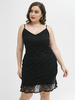 Plus Size Schwarzes Kleid V-Ausschnitt Ärmelloses; knielanges Sommerkleid aus Polyester