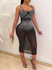 Plus Size Sexy Riemchen Ärmellose Strass Party Kleider