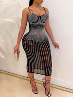 Plus Size Sexy Riemchen Ärmellose Strass Party Kleider