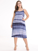 Plus Size Sommerkleid Dunkelblaue Spaghettiträger Ärmelloses Tie Dye Layered Open Shoulder Lässiges Sommerkleid