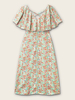 Plus Size Sumemr Kleid Kurzarm V-Ausschnitt Floral Printed Pattern Tatting Knielanges Sommerkleid