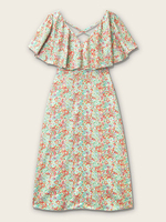 Plus Size Sumemr Kleid Kurzarm V-Ausschnitt Floral Printed Pattern Tatting Knielanges Sommerkleid