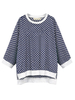 Plus Size T-Shirt für Frauen Jewel Neck Long Sleeves Rib Knit Cuff Polka Dot Polyester Oversized Casual T-Shirt