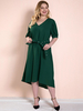 Plus Size Tunika Kleid für Frauen V-Ausschnitt Kurze Ärmel Polyester Grün Übergroßes Einteiliges Kleid