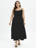 Plus Size White Dress Straps Hals Spaghetti Straps Ausschnitte Ärmelloses Layered Stretch Summer Long Dress