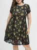 Pluz Size Kleid für Frauen Beige Polyester Kurzarm Sommerkleid