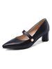 Pointed Toe Heels Frauen Black Block Heel Pumps Mary Jane Schuhe