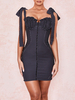 Polka Dot Bodycon Kleider Schwarz Backless Sexy Ärmelloses Bleistiftkleid