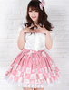 Polyester-Rosa Lolita Rock Süß Printed Weiß Trim