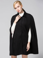 Poncho Cape Mantel schwarz Damen Oversize Wollmantel für den Winter