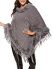Poncho Cape Winterjacke Jewel Neck Hazel Layered Quasten Fringe Patch Cape
