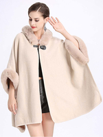 Poncho Cape Winterjacke Kapuze Aprikose Cape Winer Oberbekleidung