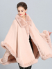 Poncho Cape Winterjacke Umlegekragen rosa Poncho-Pelz-Cape