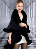 Poncho Cape Winterjacke V-Ausschnitt Schwarz Poncho geschichtet Winter Kunstpelz Cape