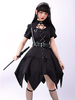 Pre-Sale Gothic Lolita Op Kleid Schwarz Kurze Ärmel Rüschen Lace Up Schwarz Lolita Ein Stück Kleid