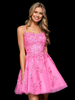 Pretty With Homecoming Dress Kurzes A-Linien Trägerloses Ärmelloses Rückenfreies Spitzen-Polyester-Partykleid