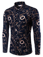 Print-Shirt Marine Baumwolle Freizeithemd für Männer