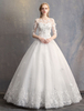 Prinzessin Ballkleid Brautkleider Blumen 3D Spitze Elfenbein halbe bodenlangen Brautkleid