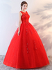 Prinzessin Ballkleid Brautkleider Spitze Applique Perlen bodenlangen Elfenbein Brautkleid