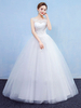 Prinzessin Ballkleid Brautkleider Weiß Ärmellos Spitze Tüll Maxi Brautkleid