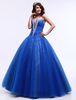 Prinzessin Ballkleid mit Kristallen in Königsblau Milanoo