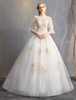 Prinzessin Brautkleider Ballkleid Backless halbe Hülse Illusion Spitze Perlen Maxi Brautkleid