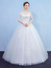 Prinzessin Brautkleider Ballkleid White Lace Strass aus Schulter Halbarm Brautkleid