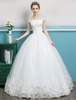 Prinzessin Brautkleider Ballkleider Spitze Perlen Elfenbein Bodenlangen Brautkleid