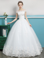 Prinzessin Brautkleider Ballkleider Spitze Perlen Elfenbein Bodenlangen Brautkleid