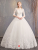 Prinzessin Brautkleider Lace Illusion Ausschnitt halbe bodenlangen Brautkleid