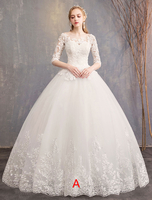Prinzessin Brautkleider Lace Illusion Ausschnitt halbe bodenlangen Brautkleid