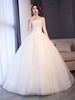 Prinzessin Brautkleider Spitze Perlen Ballkleider Sleeveless Bodenlangen Brautkleid