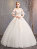 Prinzessin Brautkleider Tüll Jewel Illusion Ausschnitt Applique Kurzarm Ballkleid Brautkleid