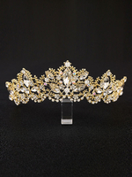 Prinzessin Tiara Crown Bridal Headpieces Gold Strass Royal Hochzeit Haarschmuck