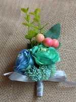 Prom Boutonniere Blaue Synthetische Hochzeitsblumen