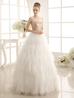 Prom-Brautkleid mit Pailletten in Champagnerfarbe