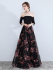 Prom Dress Long Of The Shoulder Blumendruck bodenlangen Abendkleid