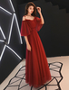 Prom Kleider lang aus der Schulter Tüll Maxi Abendkleid