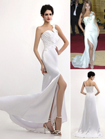 Promi-Kleider reizvolle weiße elastische Gewebe Satin eine Schulter Gossip Girl Mode Kleid