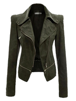 PU 2021 Leder Jacke Damen Reißverschlüsse Slim Fit Moto Jacken