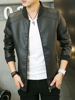 PU Herrenlederjacke 2020 Zip Slim Fit Short Bomber-Jacke für Männer