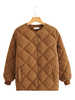 Puffer Coats Coffee Brown Jewel Neck Front-Button Lange Hülsen-beiläufige Winter-Mantel-Oberbekleidung