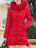 Puffer Mäntel Red Pom Poms Kapuzenreißverschluss Langarm Lässig Normal Wintermantel Oberbekleidung