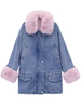 Puffermäntel für Frauen Rosa Kunstpelz Umlegekragen Lange Ärmel Casual Verdicken Wintermantel Oberbekleidung