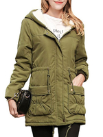 Puffermäntel Khaki Taschen Umdrehung Kragen Reißverschluss Lange Ärmel Casual Winter Oberbekleidung