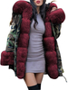 Puffermäntel mit Kapuze Reißverschluss Langärmeln Tarnung Camouflage Casual Winter Mantel Oberbekleidung