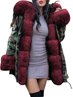 Puffermäntel mit Kapuze Reißverschluss Langärmeln Tarnung Camouflage Casual Winter Mantel Oberbekleidung